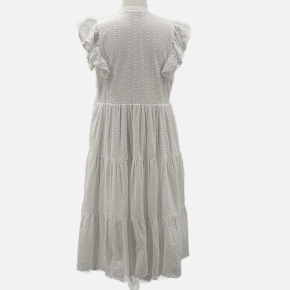 Amanda Uprichard Sheradin Tiered Eyelet Dress in White - Size Medium - Picture 6 of 9